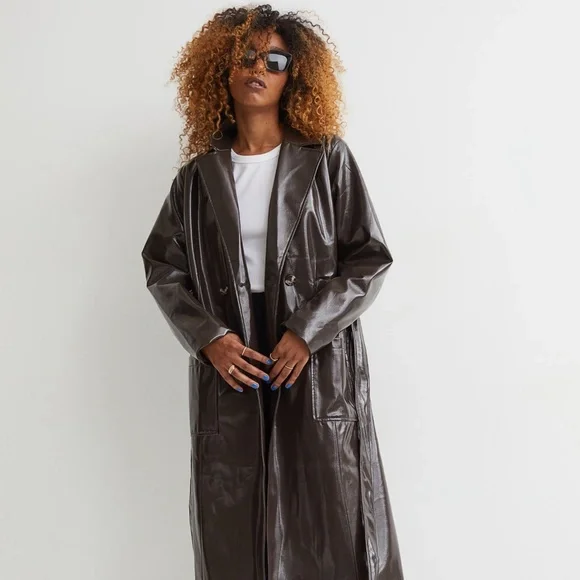 H M Jackets Coats Brand New Beautiful Patent Leather Coat Poshmark